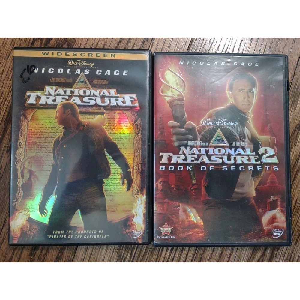 National Treasure 1 and 2 DVD Lot Nicolas Cage Disney Book of Secrets Widescreen